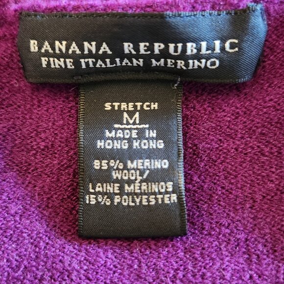 Banana Republic Y2K fine merino wool sweater/turtleneck in berry Sz M - Picture 10 of 11